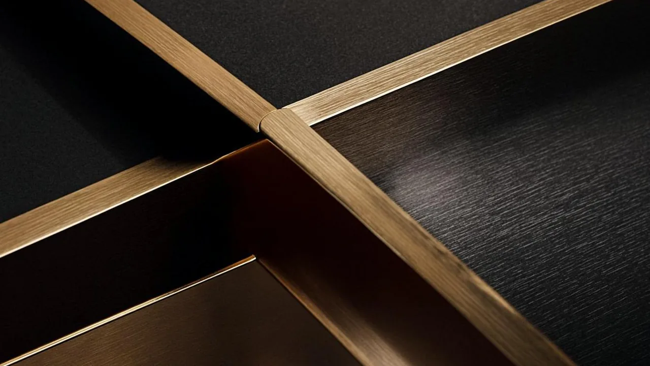 Two brass beams crossing on graphite, marking the boundary between two rulebooks