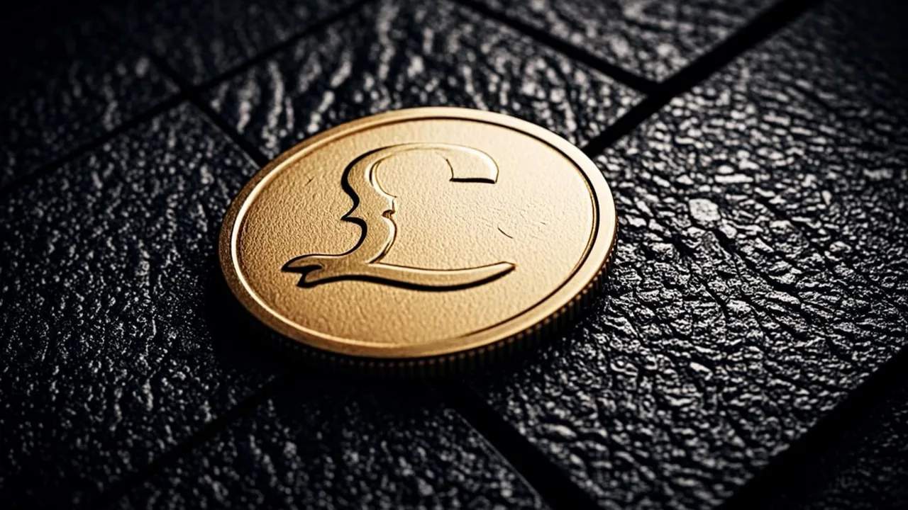 One pound deposit casinos drawn as a single brass coin on stepped graphite tiles