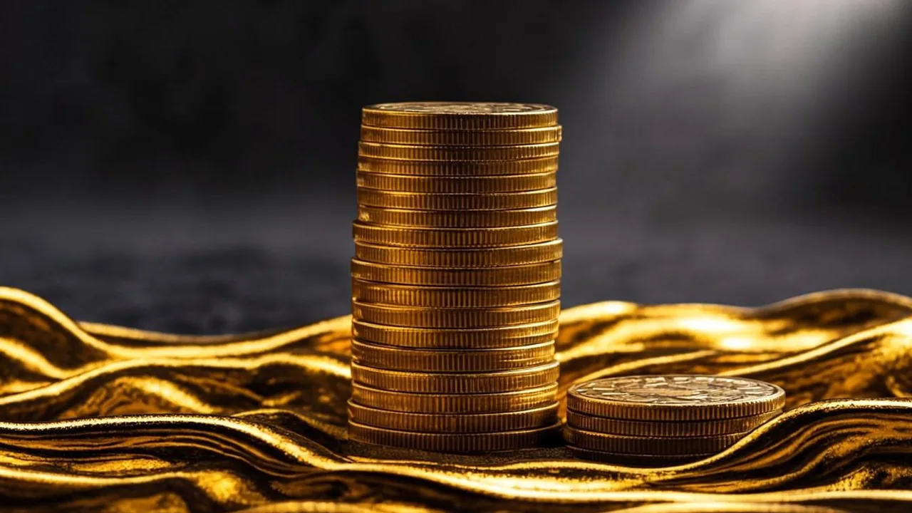 Ten pound free credit shown as brass waves stacking in slices on graphite