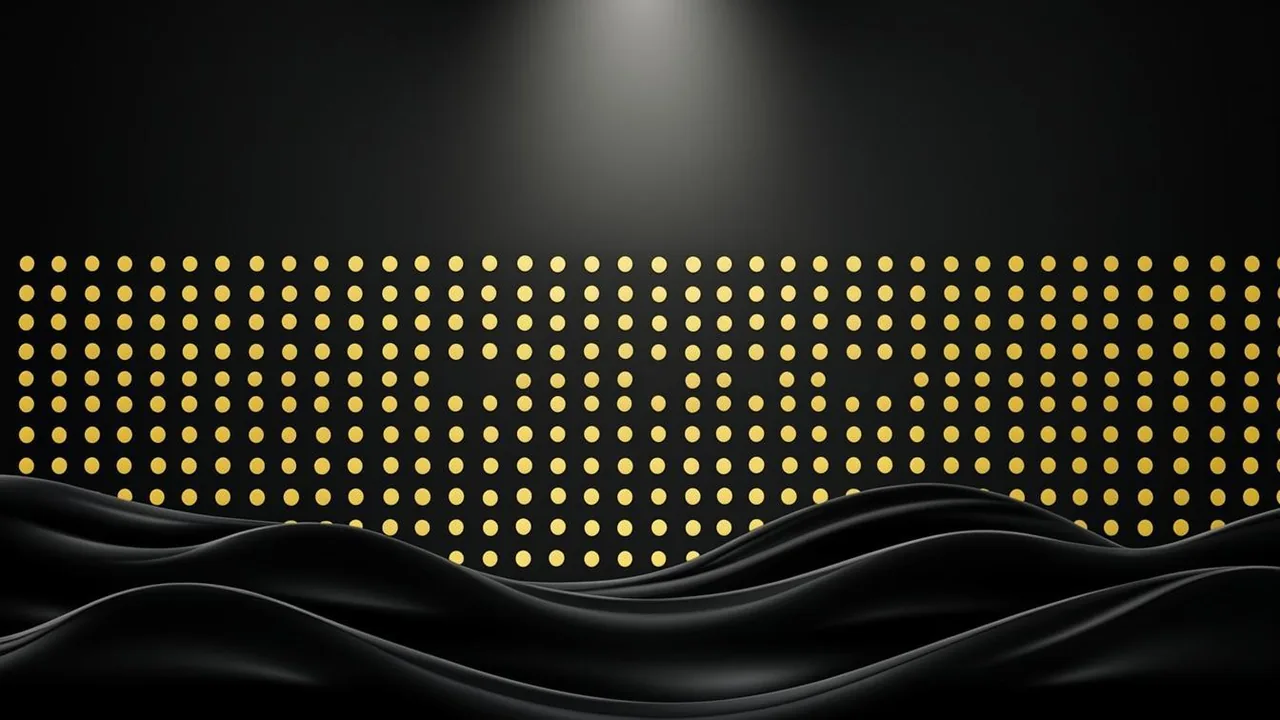 Two hundred brass dots arranged in ten morning rows over graphite waves