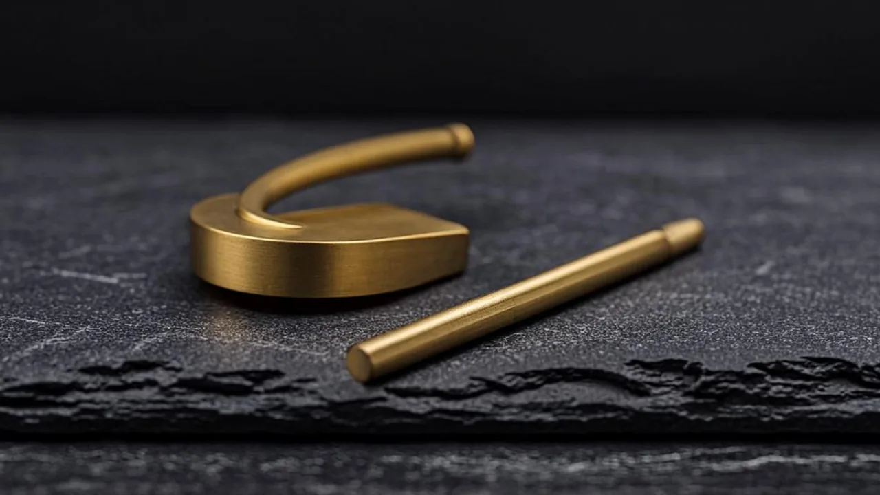Live casino studio table with brass roulette arcs and dealer beams on graphite.