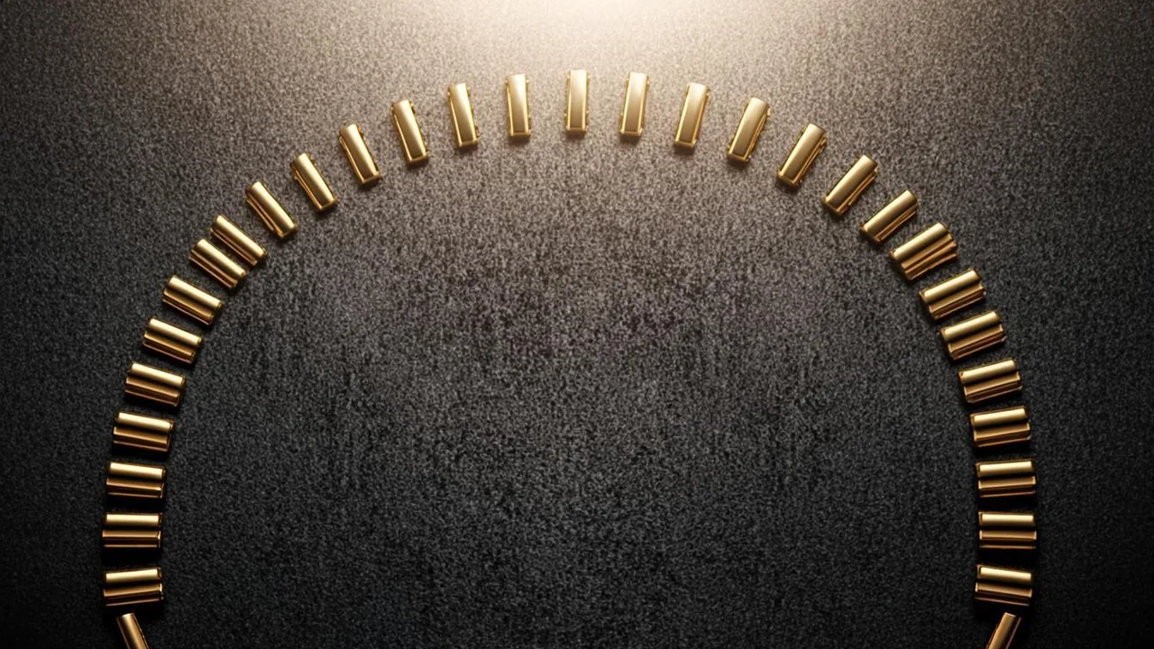 Twenty slot titles arranged as brass tiles and arcs on graphite.
